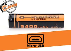 Аккумулятор 18650 FiTorch (3400 mAh) с зарядкой USB