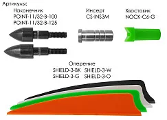 Стрела арбалетная микс карбон Centershot Toxic 16" Half Moon Nock