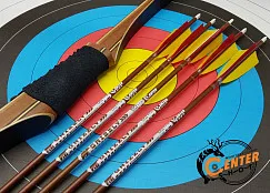 Стрела лучная карбон под дерево Centershot Grizzly 400 натуральное оперение 4"