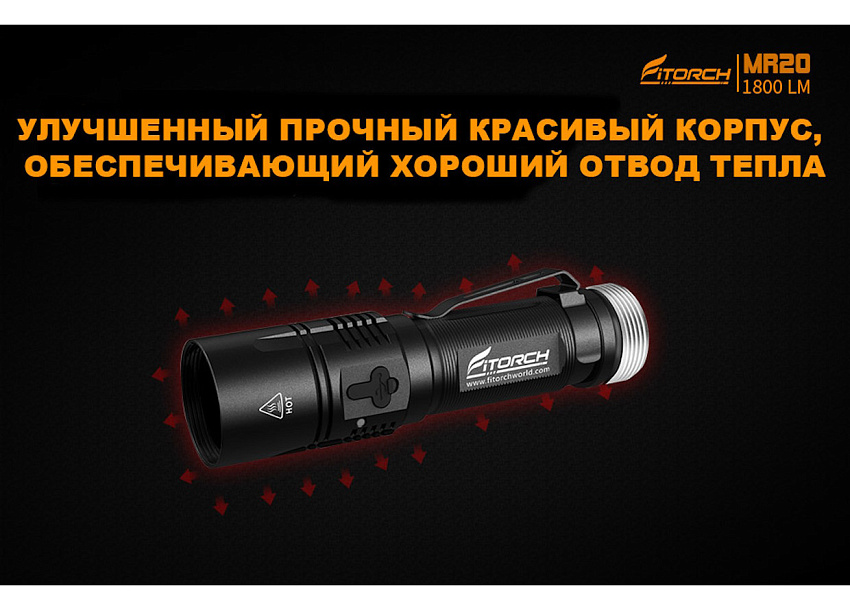 Фонарь FiTorch MR20 тактический (USB зарядка, светофильтры)