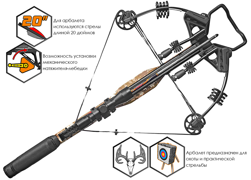 Арбалет блочный Ek HEX-400 камуфляж (c комплектацией)