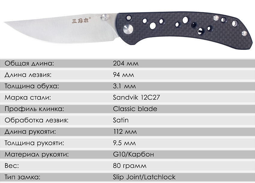 Складной нож SanRenMu 9165-KB