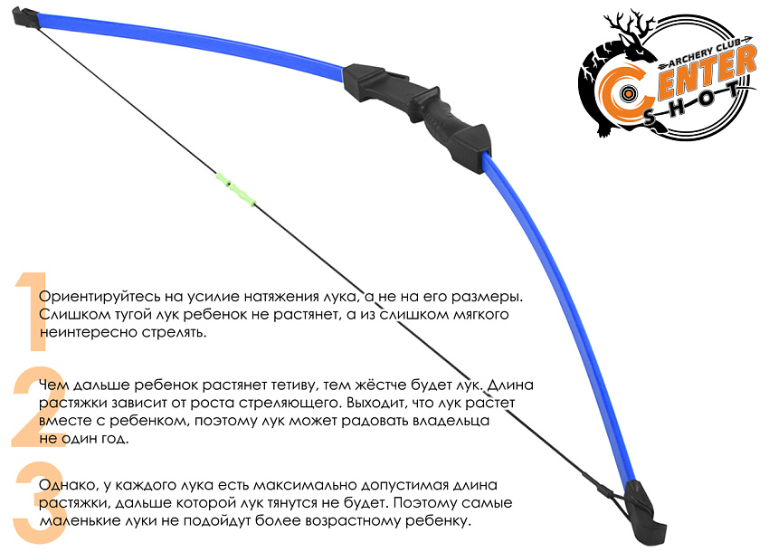 Лук детский классический Centershot Робин синий (с комплектацией)