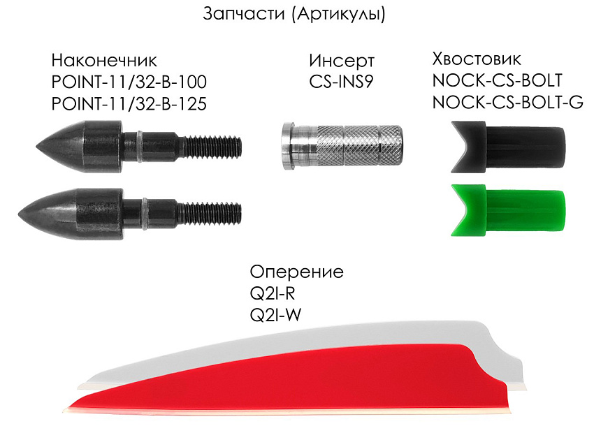 Стрела арбалетная карбоновая Centershot Bolt 20" 0.03, оперение Q2i Fusion X-2 3"