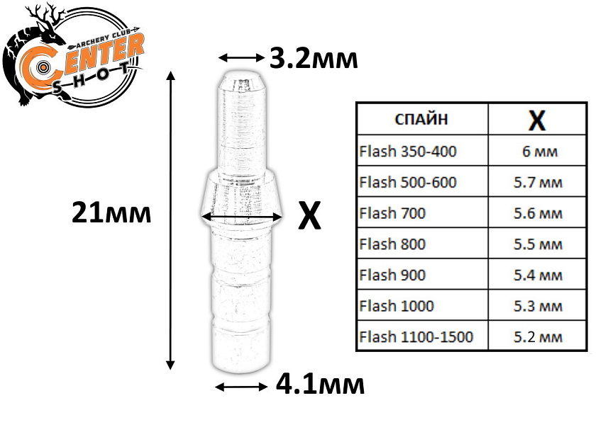 Пин-нок адаптер Centershot 4.2мм для лучных стрел Flash 800