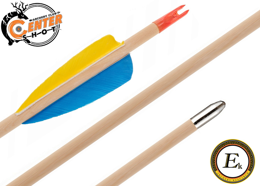 Стрела лучная деревянная Ek 28" (натуральное оперение) 3 шт.