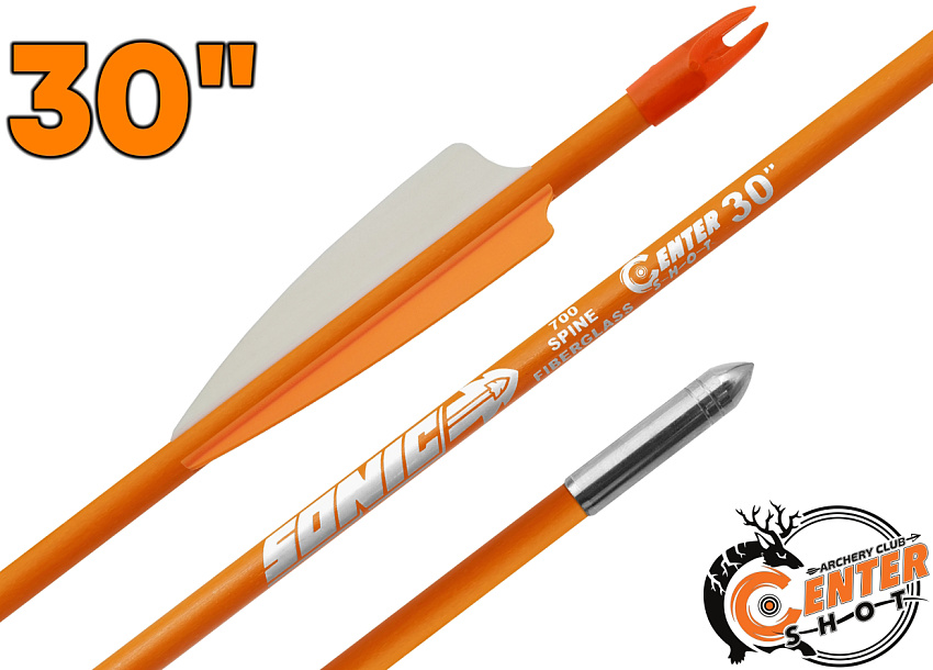 Стрела лучная фибергласс Centershot Sonic 30" оперение Parabolic 3" оранжевая
