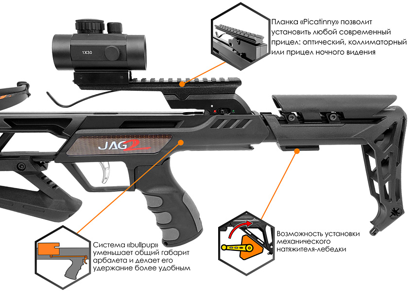 Арбалет рекурсивный Ek Jag 2 Pro (Скорпион 2) черный (c комплектацией)