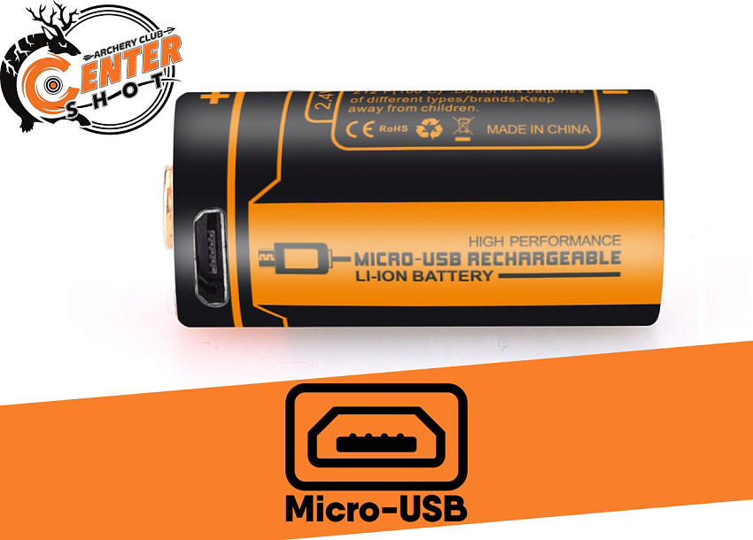 Аккумулятор 16340 FiTorch (650 mAh) с зарядкой USB