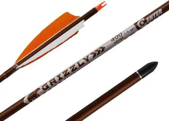 Стрела лучная карбон под дерево Centershot Grizzly 400 натуральное оперение 4"