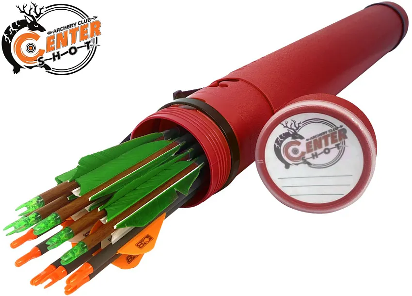 Тубус для стрел Centershot пластиковый с держателем красный