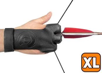 Перчатка для стрельбы из лука Centershot (черная кожа) XL